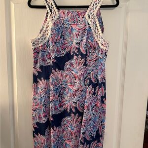 Lilly Pulitzer Blue and Pink Floral Midi Dress